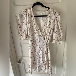 Reformation White Dress with Red Floral Print